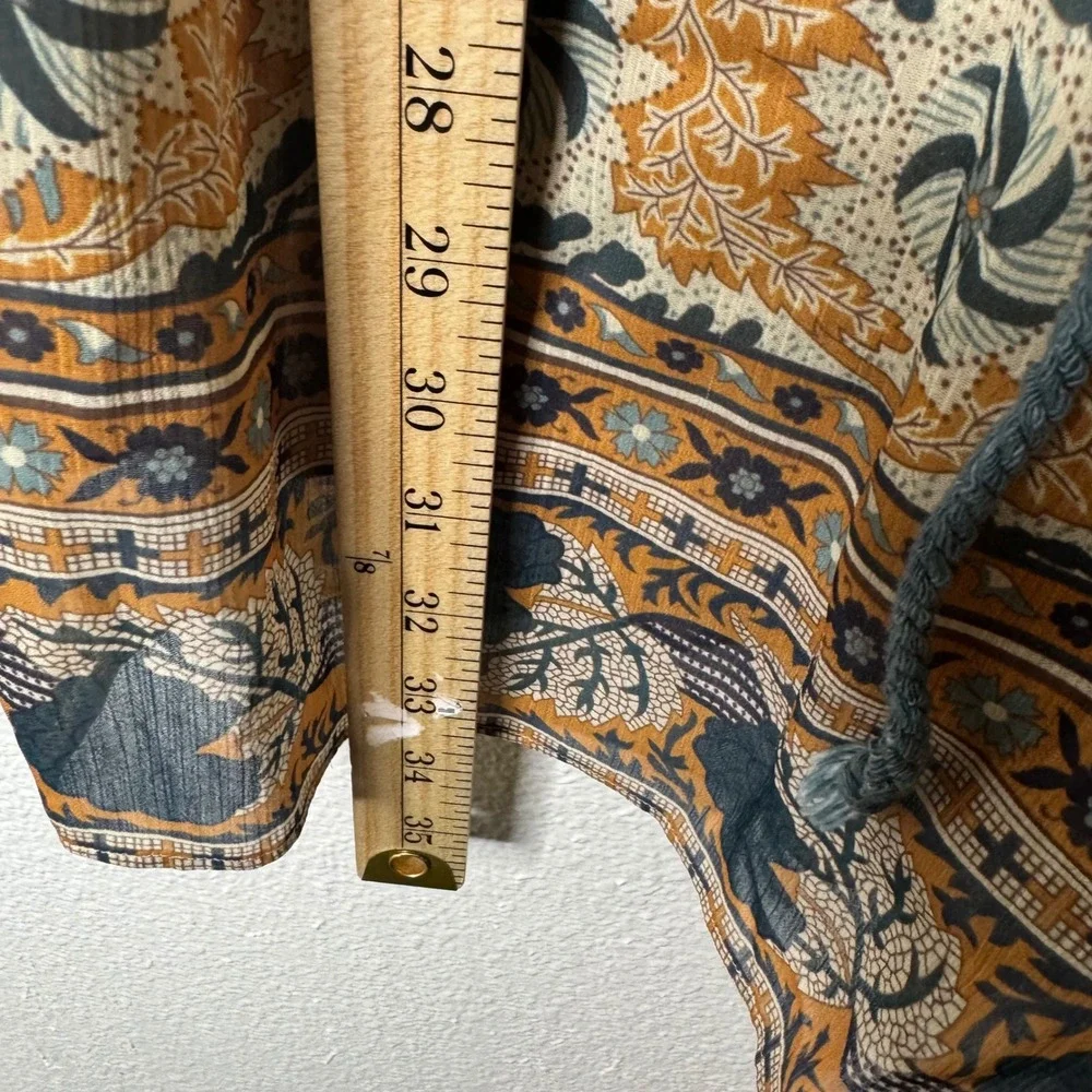 Anthropologie Tiny Boho‎ Floral Paisley Long Sleeve Romper Brown Small Boho